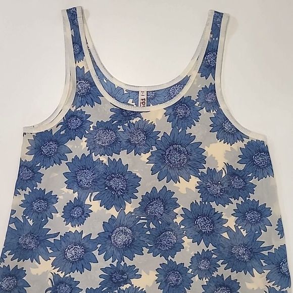 Mudd Sunflower Tank Top Bohemian Scoop Neck High Low Hem Sleeveless Flowy Blouse - Picture 11 of 17